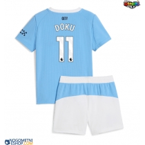 Otroški Nogometni dresi Manchester City Jeremy Doku #11 Domači 2025-26 Kratek Rokav (+ Kratke hlače)